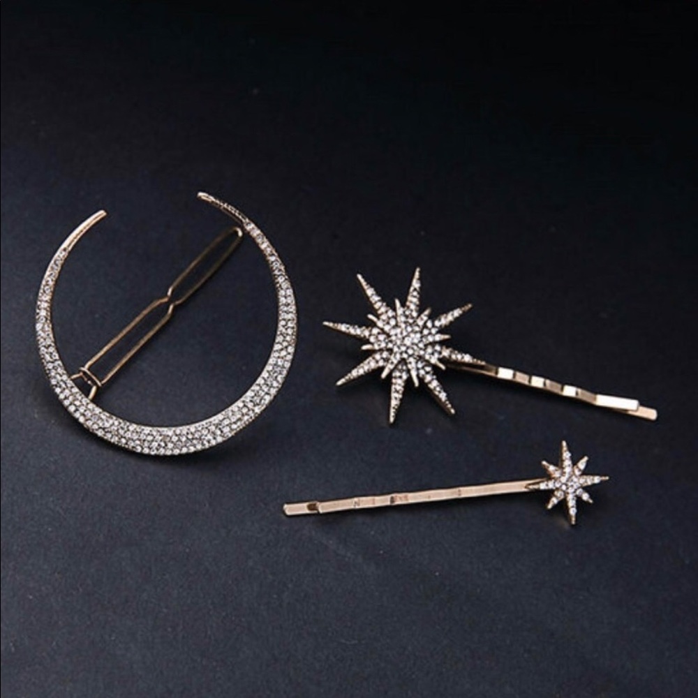 Moon and Star Hair Clips